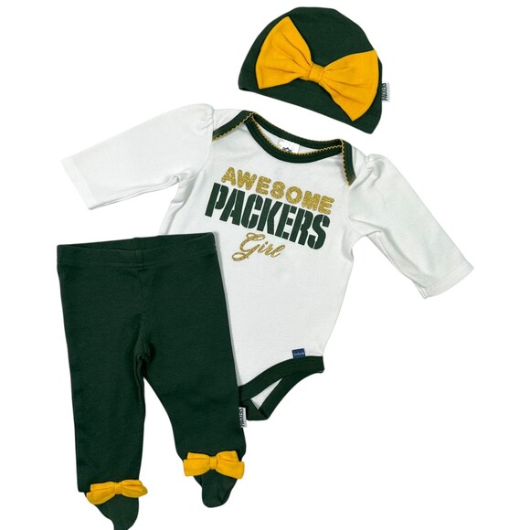 Gerber Other - NFL Green Bay Packers Baby Girl Onesie Pants Hat Set 0-3 Months